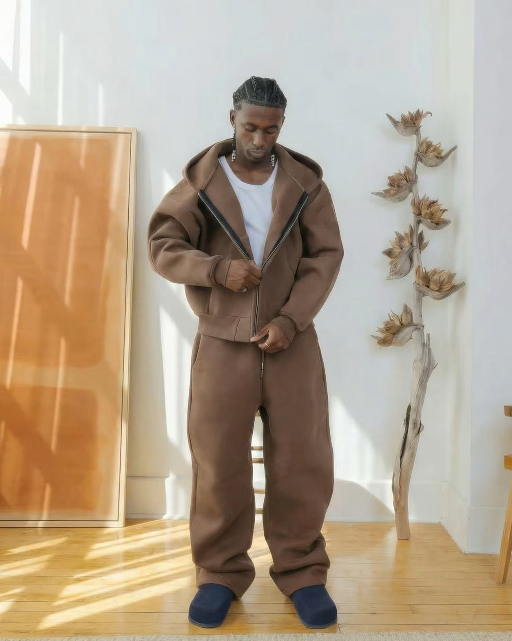 V2 Cloud Zip Hoodie In Mocha