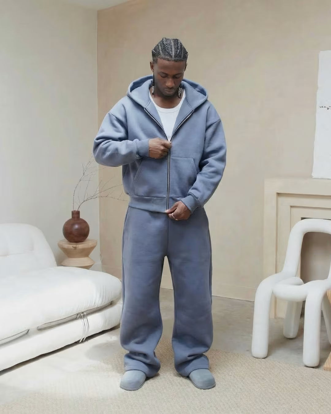 V2 Cloud Zip Hoodie In Blue Tint