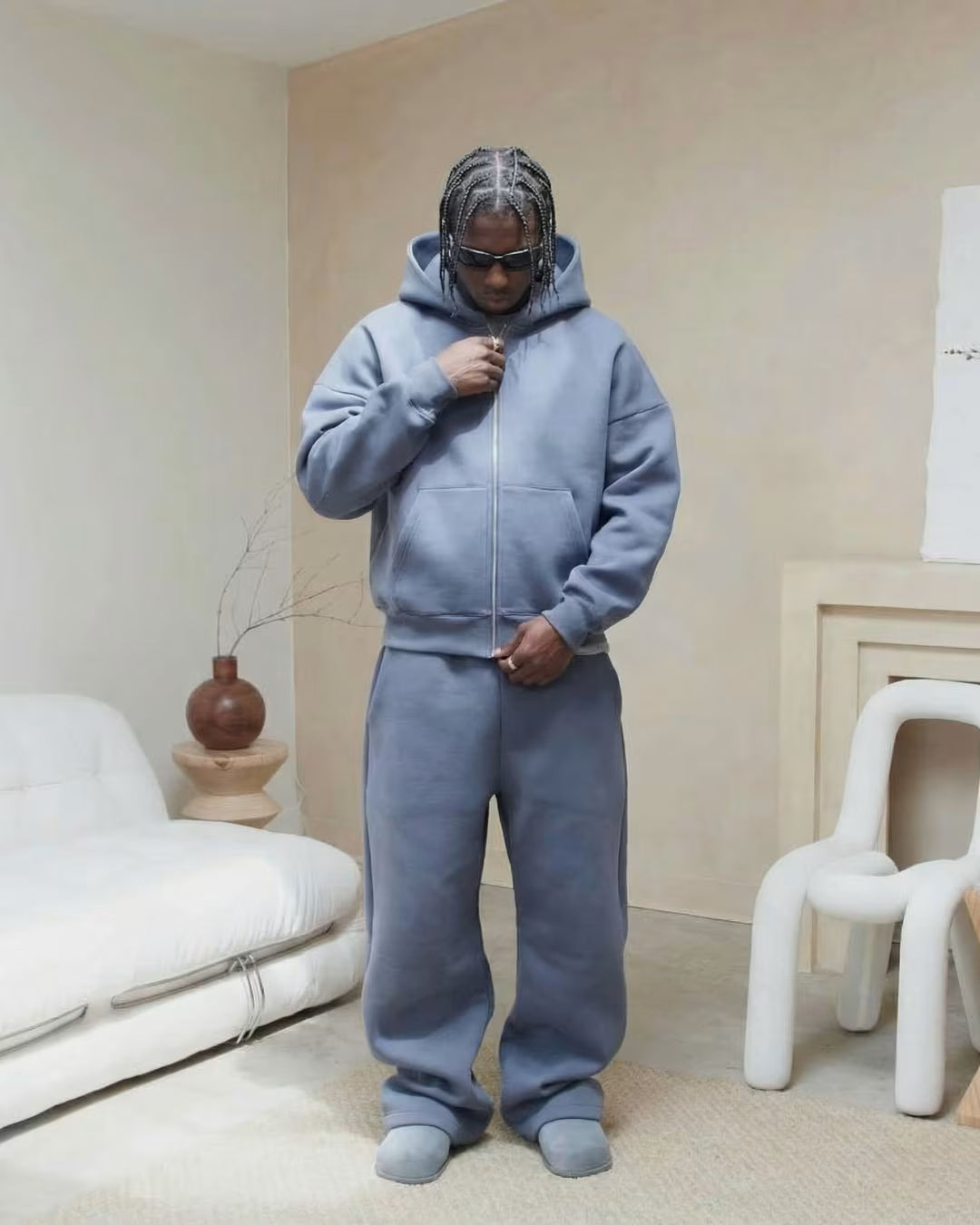 V2 Cloud Zip Hoodie In Blue Tint